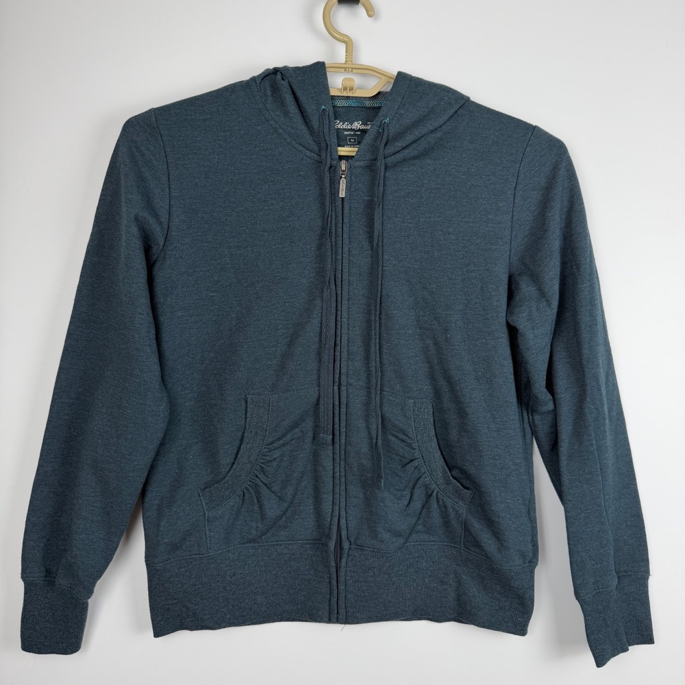 Eddie Bauer Womens Full Zip Hoodie Sweatshirt Dark Teal Heathered Size M